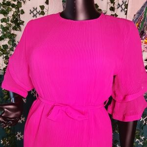 Elegant Pink Pleated Dress